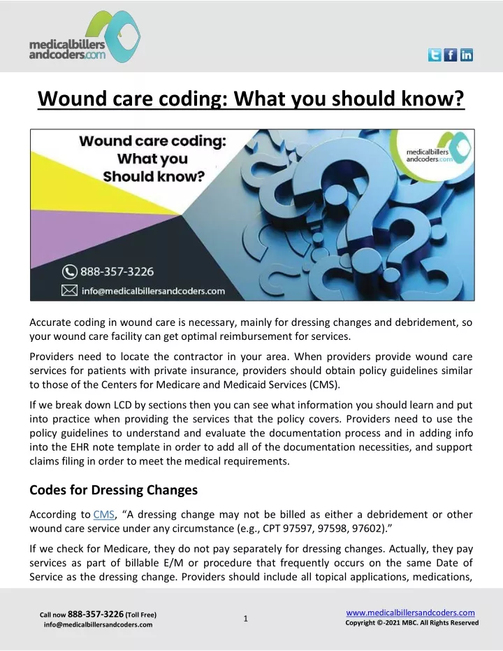 wound care coding what you should know