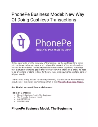 PhonePe Business Model