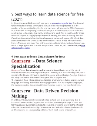 9 best ways to learn data science for free