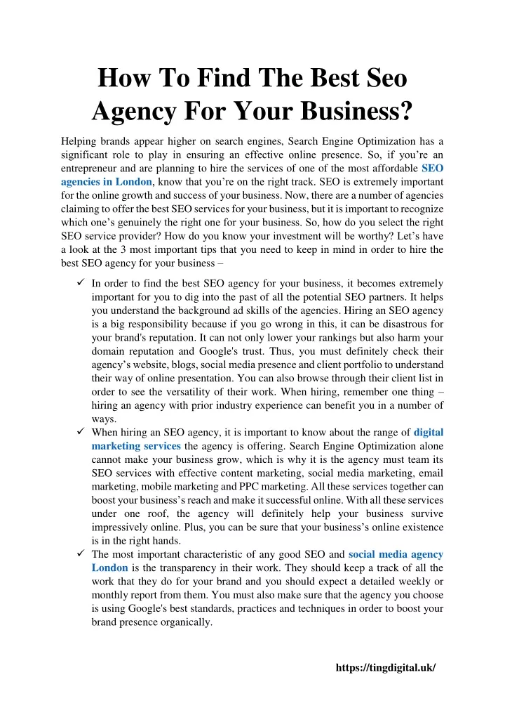 how to find the best seo agency for your business