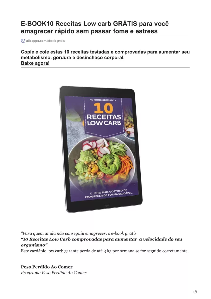 e book10 receitas low carb gr tis para