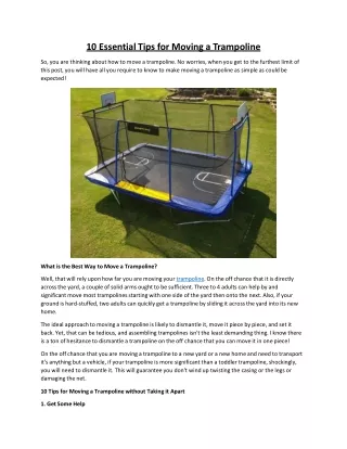 10 essential tips for moving a trampoline