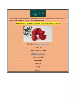 Buy Preserved Roses Online At An Affordable PriceSi-nature