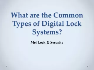 What are the Common Types of Digital Lock Systems?