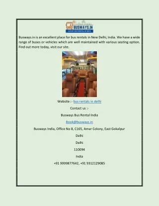Bus Rentals in Delhi  Busways.in