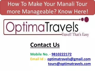 How To Make Your Manali Tour more Manageable Know Here