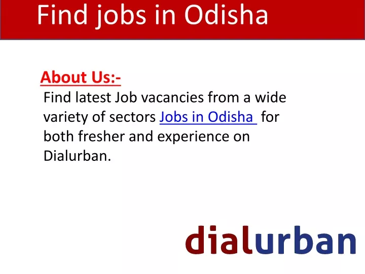 find jobs in odisha