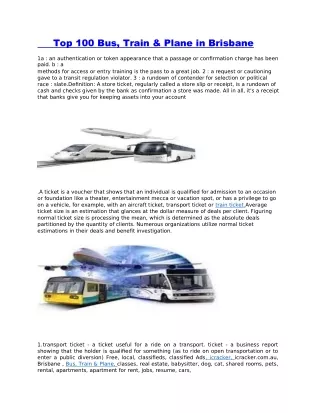 top 100 bus train plane in brisbane