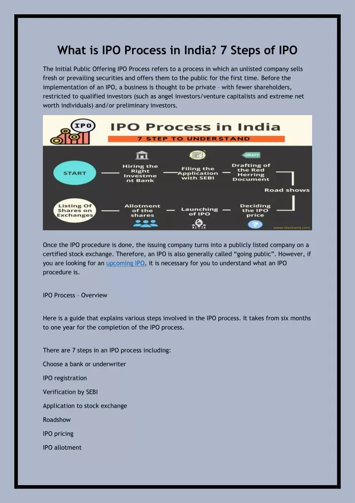 what is ipo process in india 7 steps of ipo