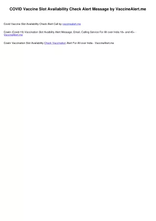 Covid Vaccine Slot Availability Check Alert Message by VaccineAlert.me