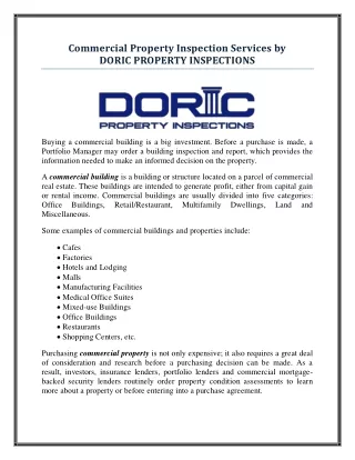 commercial property inspection services by doric