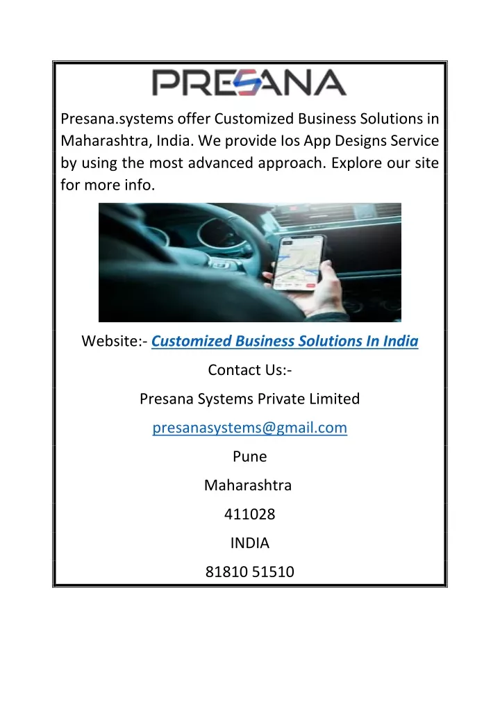 presana systems offer customized business