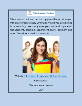 Premium Assignment Online Payment  Eliteacademicbrokers.com