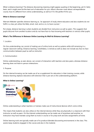 what is distance learning the distance