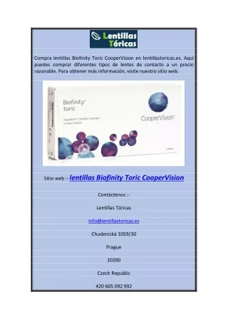 Lentillas Biofinity Toric CooperVision | lentillastoricas.es