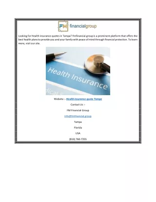 Health Insurance Quote Tampa  Fmfinancial.group