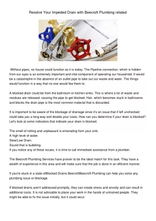 resolve your impeded drain with beecroft plumbing