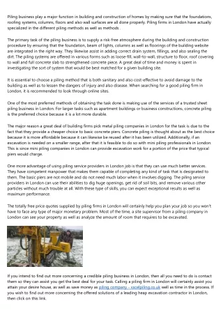 piling business play a major function in building