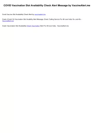 Cowin Vaccination Slot Availability Check Alert Call by VaccineAlert.me