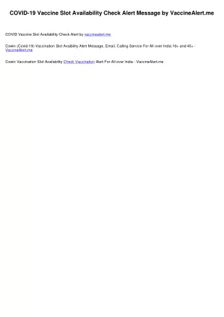 Covid Vaccination Slot Availability Check Alert by VaccineAlert.me