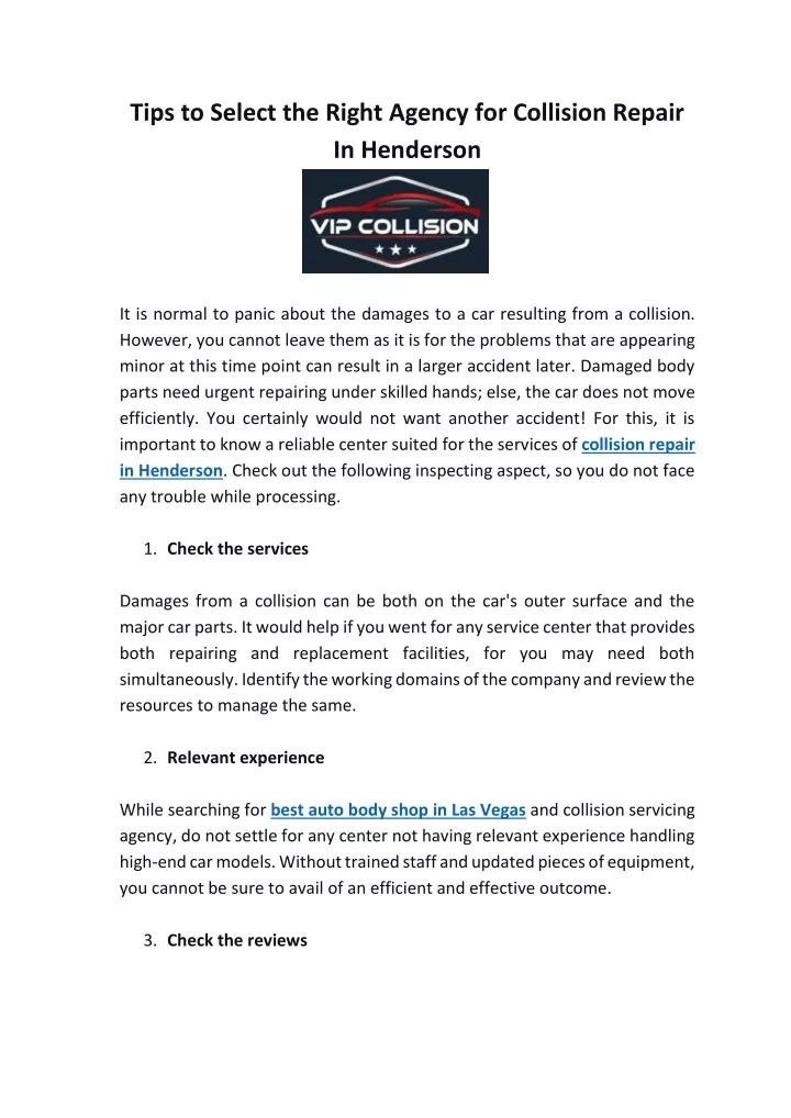 tips to select the right agency for collision