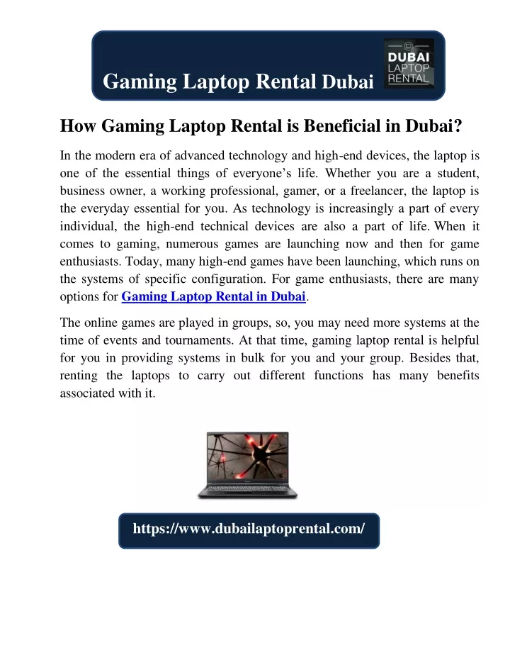 gaming laptop rental dubai