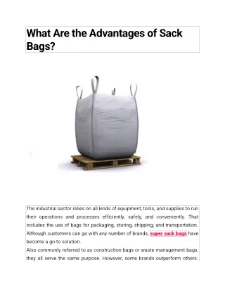 What Are the Advantages of Sack Bags