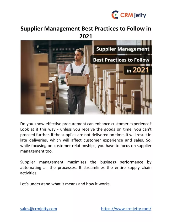 supplier management best practices to follow