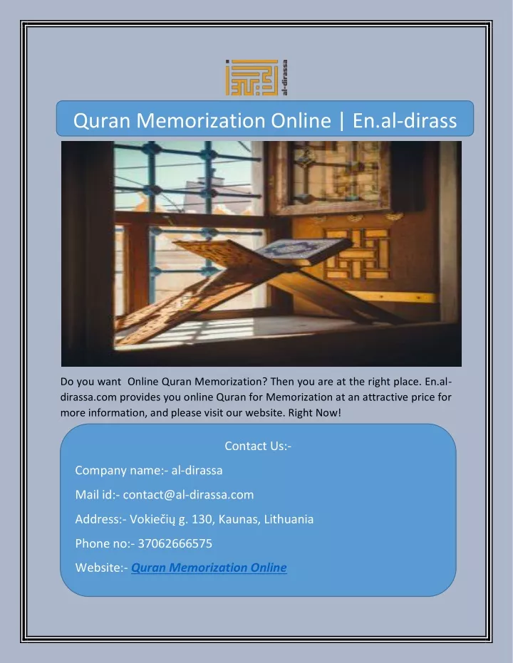 quran memorization online en al dirass