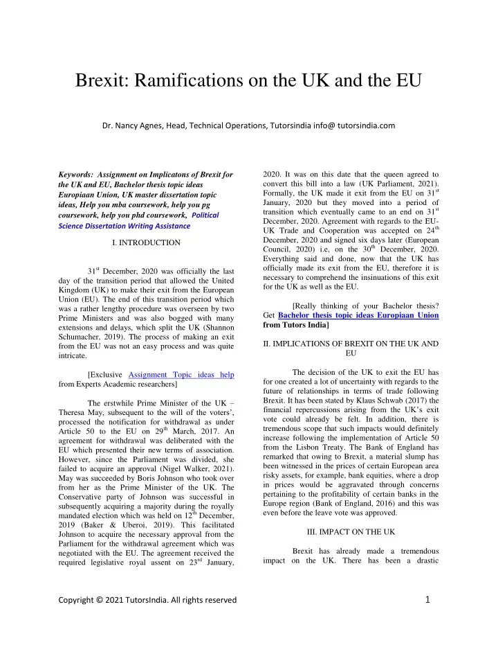 brexit ramifications on the uk and the eu