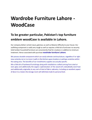 Wardrobe Furniture Lahore - Wood Case