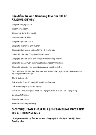 Tủ lạnh Samsung Inverter 300 lít RT29K5532BY_SV