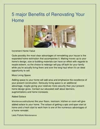 5 major benefits of renovating your home