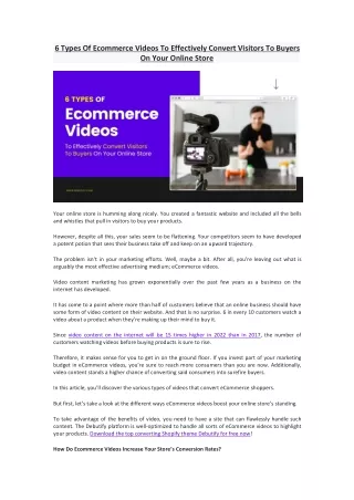 6 Types Of Ecommerce Videos To Effectively Convert Visitors To Buyers On Your Online Store