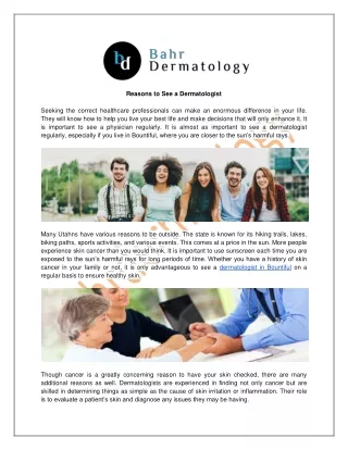 Reasons to See a Dermatologist