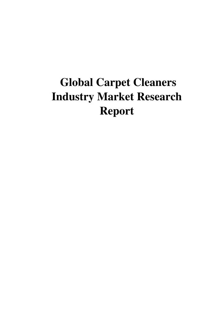global carpet cleaners industry market research