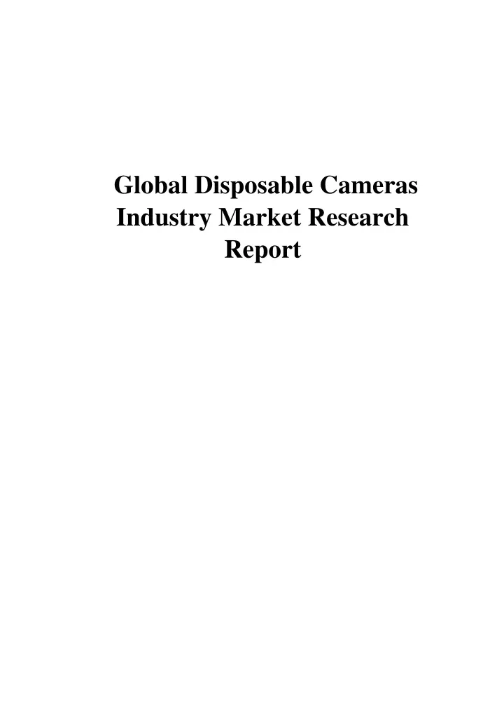 global disposable cameras industry market