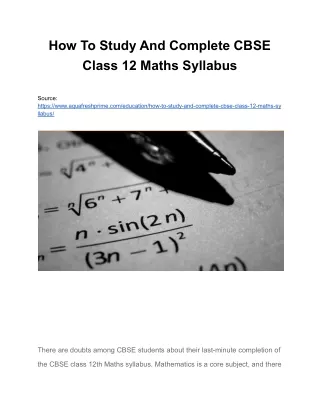 how to study and complete cbse class 12 maths
