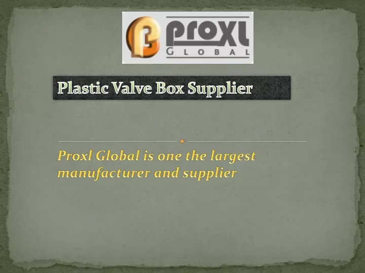 plastic valve box supplier