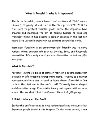what is furoshiki why is it important