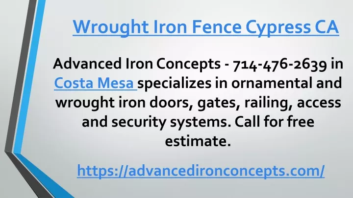 wrought iron fence cypress ca