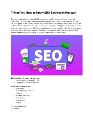 Things You Need to Know SEO Services in Houston