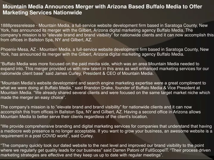 mountain media announces merger with arizona