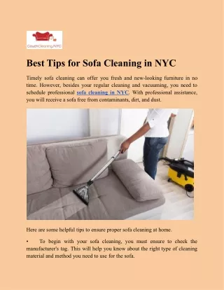 Best Tips for Sofa Cleaning in NYC