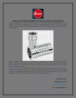 WHAT IS THE PURPOSE OF SANITARY COUPLINGS?