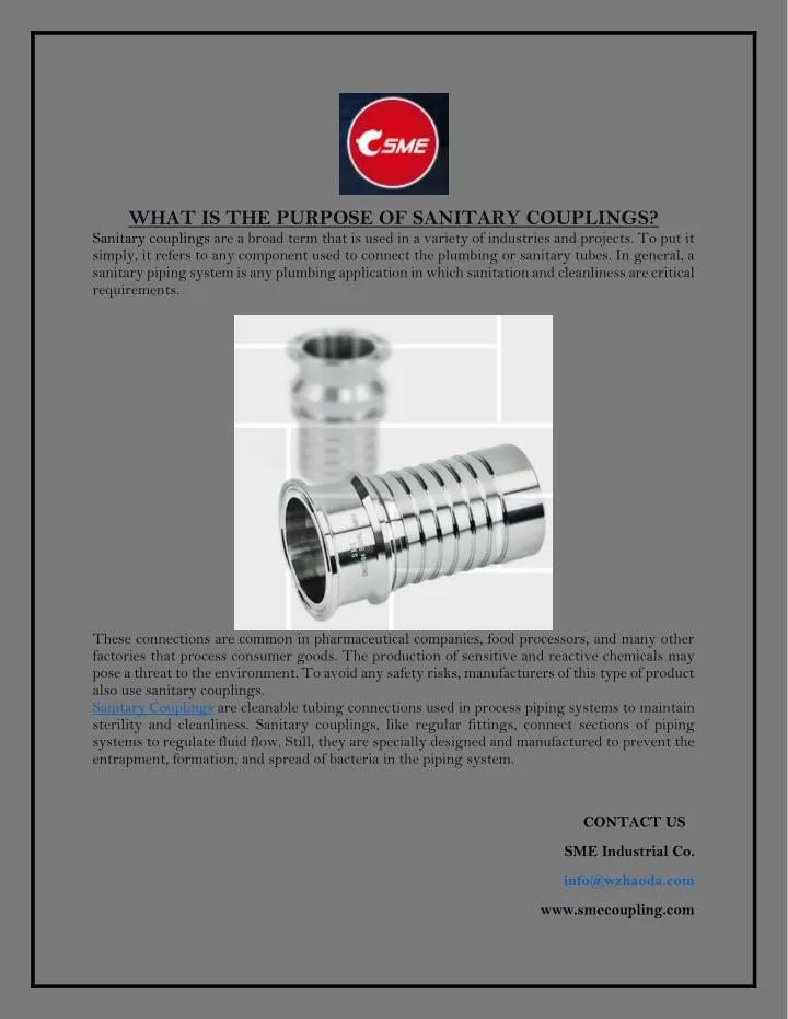 what is the purpose of sanitary couplings