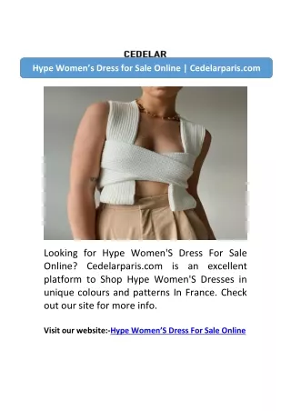 Hype Women’s Dress for Sale Online | Cedelarparis.com