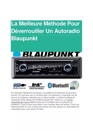 Astuce pour déverrouiller un Autoradio Blaupunkt