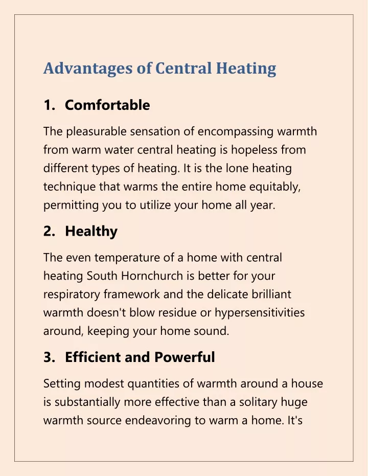 advantages of central heating 1 comfortable
