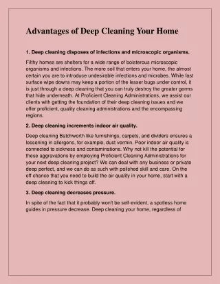 advantages of deep cleaning your home